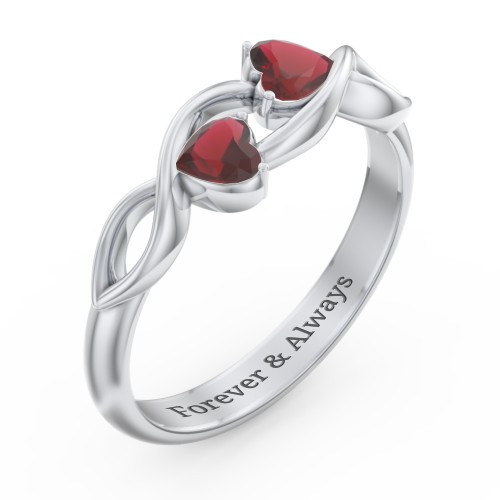 Heavenly Hearts Ring with Heart Birthstones