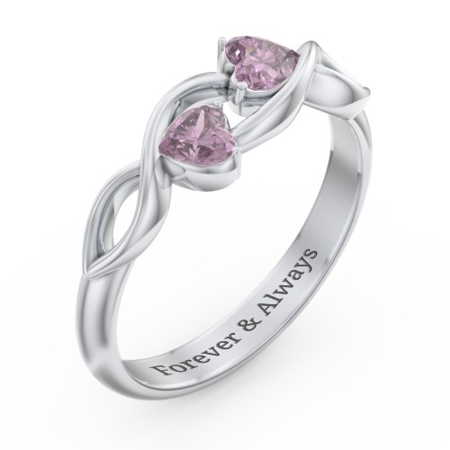 Heavenly Hearts Ring with Heart Birthstones