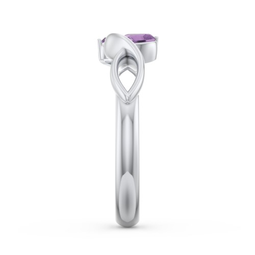 Heavenly Hearts Ring with Heart Birthstones – Sterling Silver with Amethyst