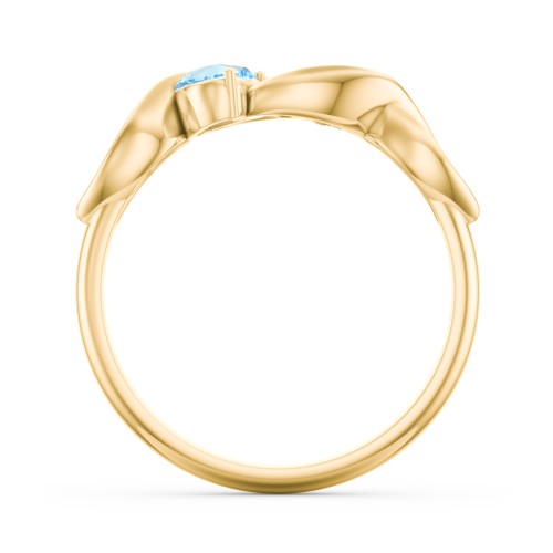 Heavenly Hearts Ring with Heart Birthstones – 10K Yellow Gold with Blue Topaz