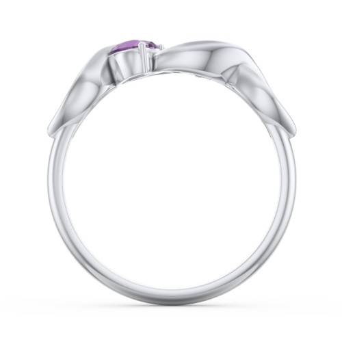 Heavenly Hearts Ring with Heart Birthstones – Sterling Silver with Amethyst
