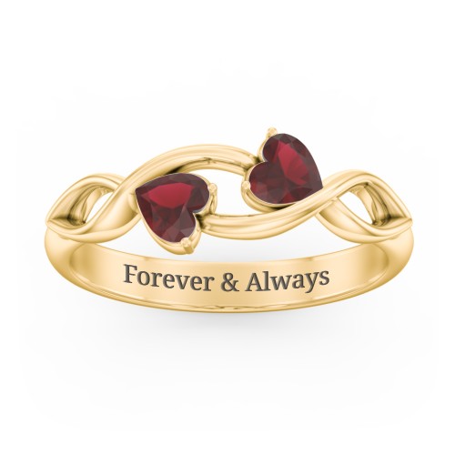 Heavenly Hearts Ring with Heart Birthstones