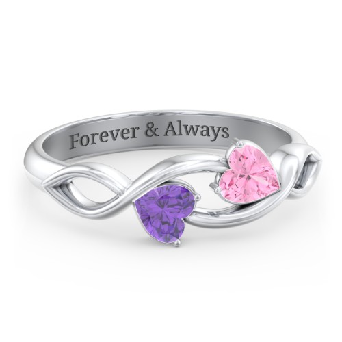Heavenly Hearts Ring with Heart Birthstones