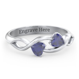 Heavenly Hearts Ring with Heart Birthstones in 925 Sterling Silver with Blue Sapphire