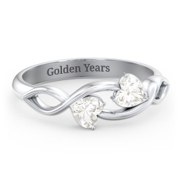 Heavenly Hearts Ring with Heart Birthstones in 925 Sterling Silver with Cubic Zirconia