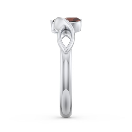 Heavenly Hearts Ring with Heart Birthstones – Sterling Silver with Garnet