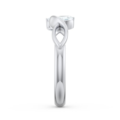 Heavenly Hearts Ring with Heart Birthstones – Sterling Silver with Aquamarine