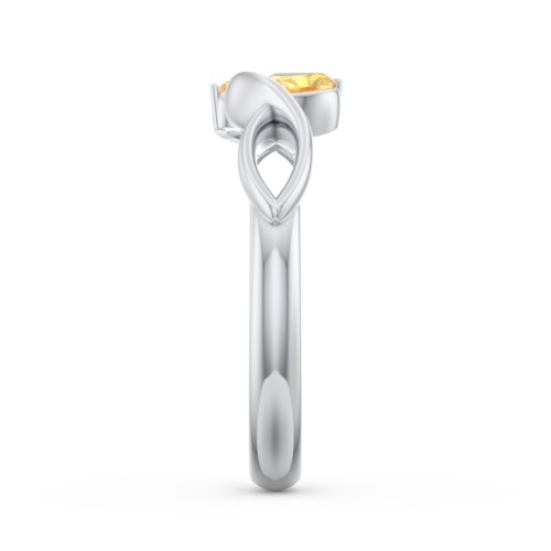 Heavenly Hearts Ring with Heart Birthstones – Sterling Silver with Citrine
