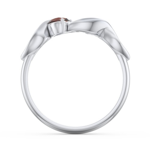 Heavenly Hearts Ring with Heart Birthstones – Sterling Silver with Garnet