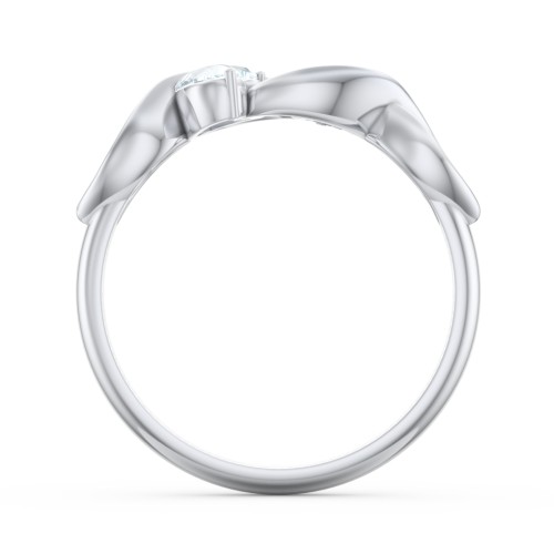 Heavenly Hearts Ring with Heart Birthstones – Sterling Silver with Aquamarine