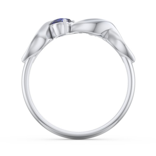 Heavenly Hearts Ring with Heart Birthstones – Sterling Silver with Blue Sapphire