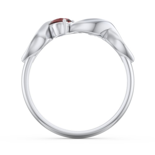Heavenly Hearts Ring with Heart Birthstones – Sterling Silver with Blue Sapphire and Garnet