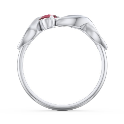 Heavenly Hearts Ring with Heart Birthstones – Sterling Silver with Ruby