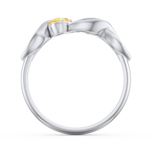 Heavenly Hearts Ring with Heart Birthstones – Sterling Silver with Citrine