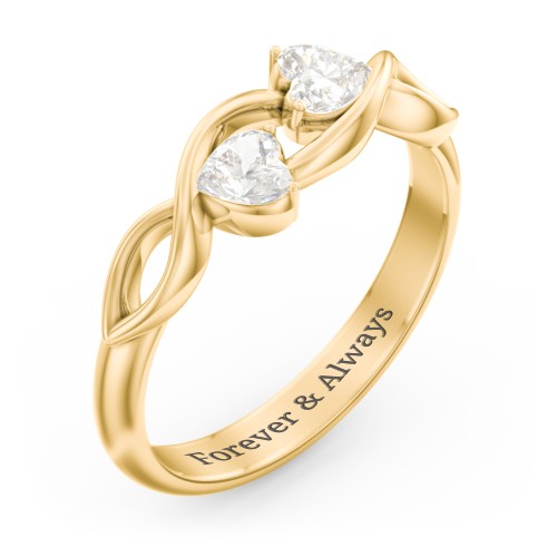 Heavenly Hearts Ring with Heart Birthstones – 10K Yellow Gold with Cubic Zirconia