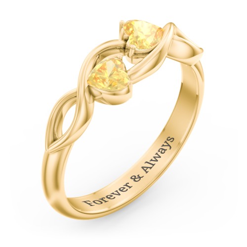 Heavenly Hearts Ring with Heart Birthstones – 10K Yellow Gold with Citrine