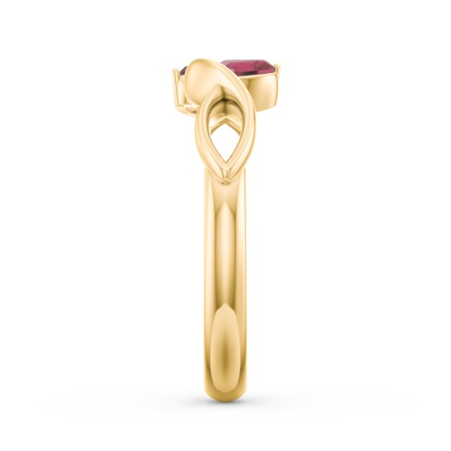Heavenly Hearts Ring with Heart Birthstones – 10K Yellow Gold with Ruby