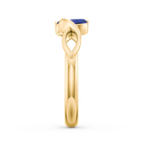 Heavenly Hearts Ring with Heart Birthstones – 10K Yellow Gold with Blue Sapphire