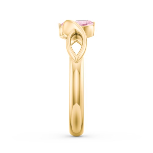 Heavenly Hearts Ring with Heart Birthstones – 10K Yellow Gold with Pink Tourmaline