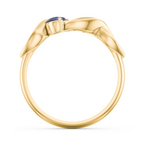 Heavenly Hearts Ring with Heart Birthstones – 10K Yellow Gold with Blue Sapphire