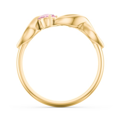 Heavenly Hearts Ring with Heart Birthstones – 10K Yellow Gold with Pink Tourmaline