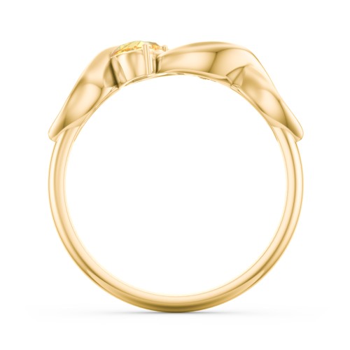 Heavenly Hearts Ring with Heart Birthstones – 10K Yellow Gold with Citrine