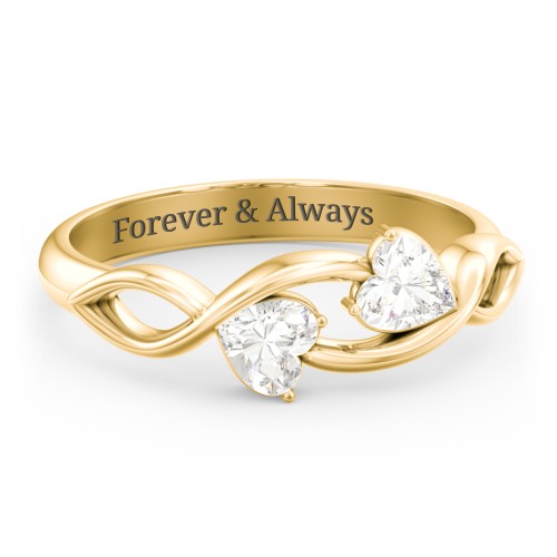 Heavenly Hearts Ring with Heart Birthstones – 10K Yellow Gold with Cubic Zirconia