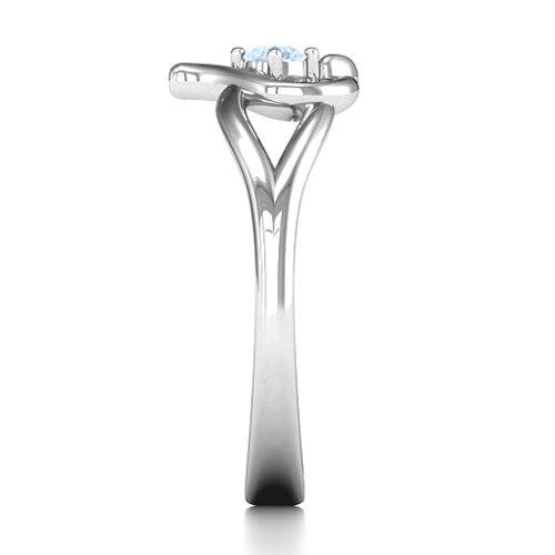 Everlasting Elegance Interwoven Heart Ring – Sterling Silver with Aquamarine