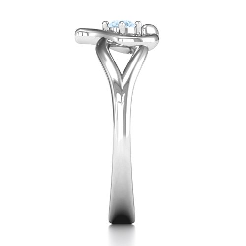 Everlasting Elegance Interwoven Heart Ring – Sterling Silver with Aquamarine
