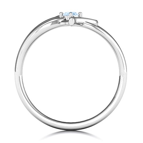 Everlasting Elegance Interwoven Heart Ring – Sterling Silver with Aquamarine
