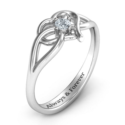 Everlasting Elegance Interwoven Heart Ring – Sterling Silver with Diamond