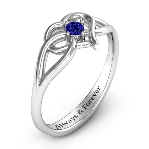 Everlasting Elegance Interwoven Heart Ring – Sterling Silver with Blue Sapphire