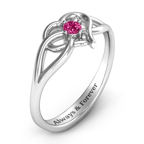 Everlasting Elegance Interwoven Heart Ring – Sterling Silver with Ruby
