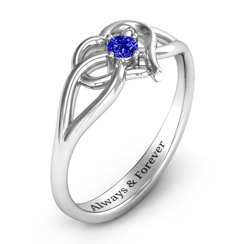 Everlasting Elegance Interwoven Heart Ring – Sterling Silver with Blue Sapphire