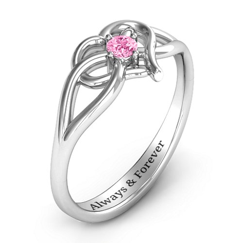 Everlasting Elegance Interwoven Heart Ring – Sterling Silver with Pink Tourmaline