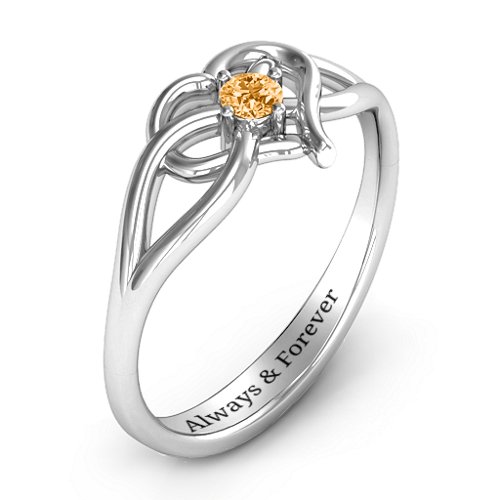 Everlasting Elegance Interwoven Heart Ring – Sterling Silver with Citrine