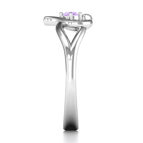 Everlasting Elegance Interwoven Heart Ring – Sterling Silver with Amethyst