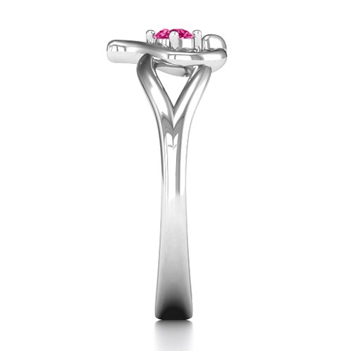 Everlasting Elegance Interwoven Heart Ring – Sterling Silver with Ruby