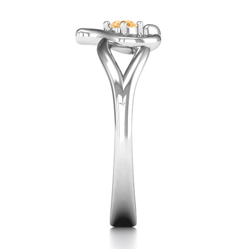Everlasting Elegance Interwoven Heart Ring – Sterling Silver with Citrine