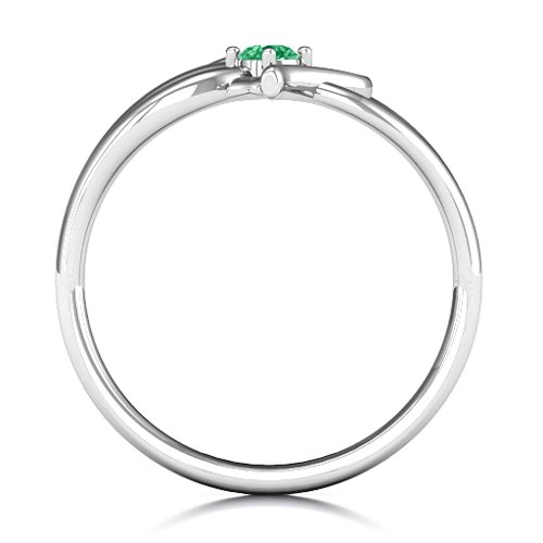 Everlasting Elegance Interwoven Heart Ring – Sterling Silver with Emerald