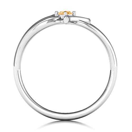 Everlasting Elegance Interwoven Heart Ring – Sterling Silver with Citrine