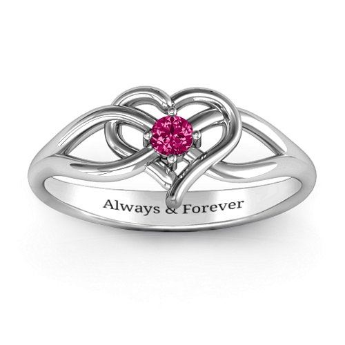 Everlasting Elegance Interwoven Heart Ring – Sterling Silver with Ruby