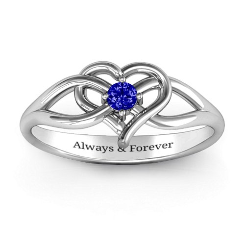 Everlasting Elegance Interwoven Heart Ring – Sterling Silver with Blue Sapphire