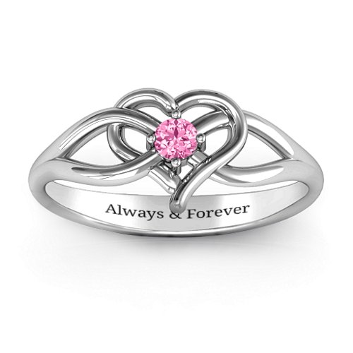 Everlasting Elegance Interwoven Heart Ring – Sterling Silver with Pink Tourmaline