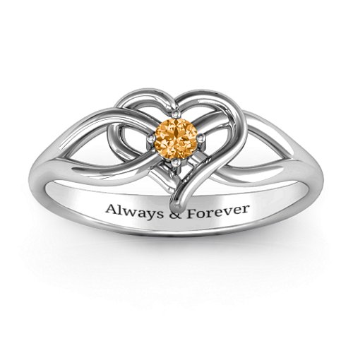 Everlasting Elegance Interwoven Heart Ring – Sterling Silver with Citrine