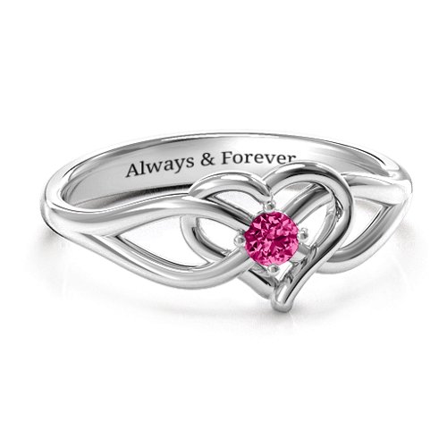 Everlasting Elegance Interwoven Heart Ring – Sterling Silver with Ruby