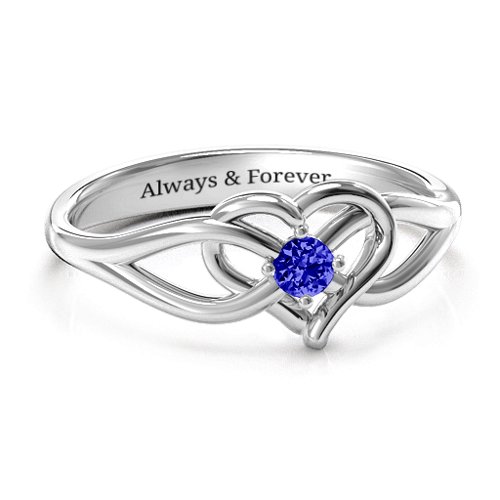 Everlasting Elegance Interwoven Heart Ring – Sterling Silver with Blue Sapphire