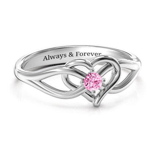 Everlasting Elegance Interwoven Heart Ring – Sterling Silver with Pink Tourmaline