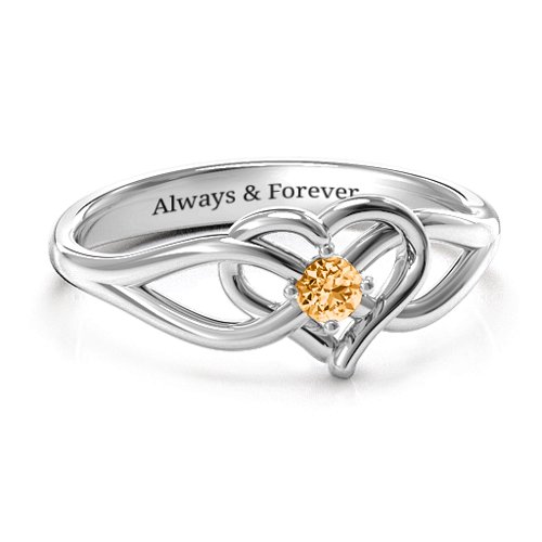 Everlasting Elegance Interwoven Heart Ring – Sterling Silver with Citrine