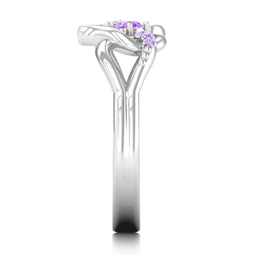 You Have My Heart Ring with Accents – Sterling Silver with Amethyst and Amethyst Premium Zirconia